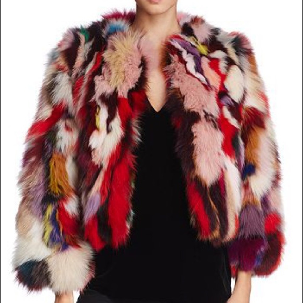 Rebecca Minkoff Rainbow Fur Coat